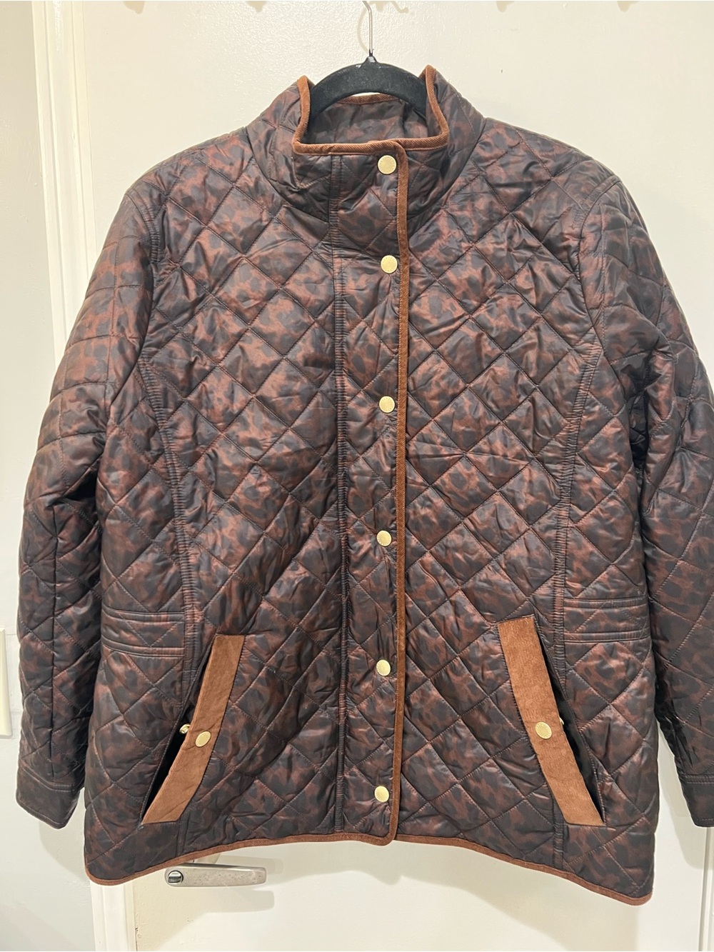 Quilted Brown Jacket with Suede Trim